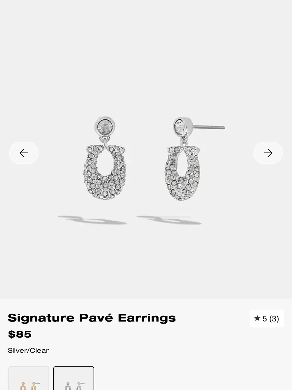 COACH Silver Crystal Pavé Horseshoe Drop Earrings